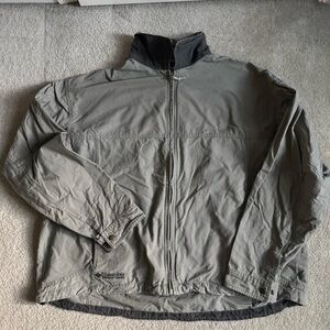 Vintage Y2K Columbia Mens Gray Cotton Canvas Utility Bomber Jacket